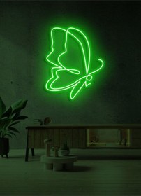 Resim Kelebek Figürlü Neon Tabela Yeşil 