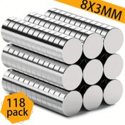 Resim 118 adet 8*3mm yuvarlak küçük mıknatıslar, N35 neodimiyum mıknatıslar, beyaz tahta mıknatısları, NdFeB mıknatıslar, ofis, buzdolabı, mutfak için uygun 