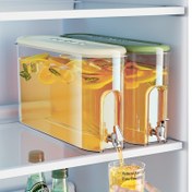 Resim UFORU Büyük Kapasiteli Soğuk Su Şişesi, Musluklu - Gıda Sınıfı Plastik, Sızdırmaz Tasarım, Kolay Görünüm İçin Şeffaf Kapak - Yaz İçecekleri İçin Mükemmel, Buzdolabı Temel, Yaz İçecekleri Konteyneri | Şık Tasarım | Dayanıklı Plastik 