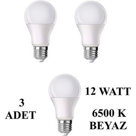 Resim 12w E27 Led Ampul 6500k Beyaz Işık 1080 Lümen 3 Adet 