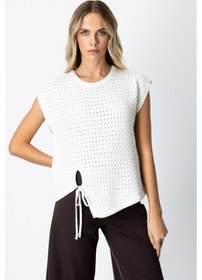 Resim On Kadın Önü Bağlamalı Süveter 65337 Ekru 