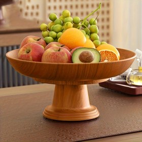 Resim Yüksek kaliteli bohem tarzı çizgili desenli ahşap plastik meyve kasesi, oturma odası, yemek masası veya sehpa için şık atıştırmalık tepsisi, meyve, kuruyemiş ve tatlılar için mükemmel, mutfak tezgahı için meyve kasesi, Gıda Teması Yok 