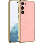 Resim Samsung Galaxy S23 Kılıf Fizyon Lazer Kaplama Silikon Deri Görünümlü Kamera Korumalı Pembe Gpack