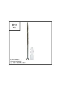 Resim Dübel-vida Seti, Beyaz Dübel 10 Mm, 6,0x120 Yhb Sunta Vidası, 10 Adet 