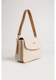 Resim Just Polo Kadın Baskılı Ayarlanabilir Askılı Shopper Lüks El & Omuz Çantası Shoulder Bag Krem - Camel 