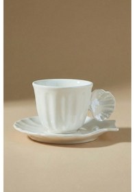 Resim Karaca İstiridye Lüsterli 6 Kişilik Kahve Fincan Takımı 90 Ml beyaz 