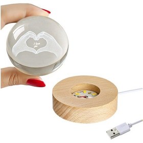 Resim Romantik "ı Love You" Yazılı 3d Led Işıklı Kristal Cam Küre Gece Lambası Sarı 