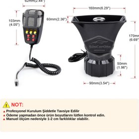 Resim ŞüsCarOto Her Araca Uyumlu 7 Sesli Güçlü Siren Korna Mikrofonlu Megafonlu 12v Polis Sireni 100w 