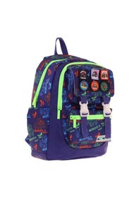 Resim Kaukko Kids Erkek Çocuk Armalı Kamyon Desenli İlkokul Okul Sırt Çantası Dört Bölmeli - Lacivert Yeşil - L5279 Lacivert - Yeşil 