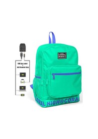 Resim Coral High Logo Nakışlı Yeşil Ortaokul. Lise ve Günlük Sırt Çanta 