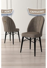 Resim Canisa Ritim Serisi, Siyah Gürgen Ayaklı 1.sınıf Babyface Ithal Kumaş Cappucino Sandalye Gold Halka 1 Adet Sandalye Cappucıno Ayakları Siyah 