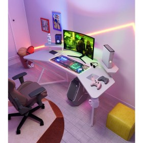 Resim Michael Brean Özel Tasarım Kanatlı Oyuncu Masası 160 cm Bardaklık ve Kulaklık Tutucu Hediye 