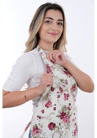 Resim Motif Ayarlanabilir Askılı Şef Önlüğü Chef Mutfak Önlüğü Kırmızı Gül 