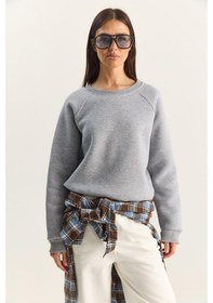 Resim Shade Kadın Reglan Kol Oversize Sweatshirt 60283859 - Gri Melanj 