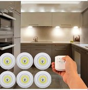 Resim Willowhaven 6 Işıklı Kumandalı Dolap Altı Led Aydınlatma, 6500k Cob Gece Lambası, Pilsiz 