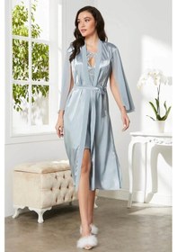 Resim Pierre Cardin Saten Dantelli Gecelik Ve Sabahlık Takımı 4375 Mist 001 