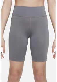 Resim Nike One Kids Bike High Rise Leggings Shorts Yüksek Belli Kız Çocuk Biker Tayt Şort Gri 