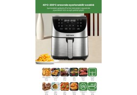 Resim Goldmaster Freshcook 1800 Watt Inox Xl Dokunmatik 8 Ön Programlı Airfryer Yağsız Kızartma Sıcak Hava Fritöz 