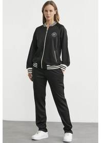 Resim Şerit Detaylı Scuba Eşofman Takım - Siyah Siyah 