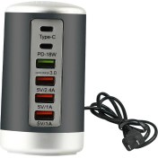 Resim Kule Masaüstü USB Hub Şarj Cihazı 6 Port Şarj Kimliği Siyah (Yurt Dışından) 