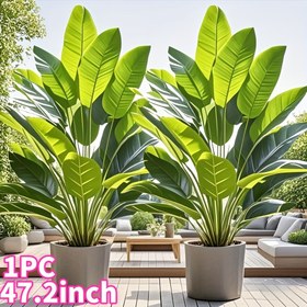 Resim Giant 119.89cm Gerçekçi Yapay Palmiye Ağacı - Bahçe, Patio, Otel Dekoru için Tropikal Yağmur Ormanı Bitkisi - İç/Dış Mekan Kullanımı, Bakım Gerektirmez - Tatiller için Mükemmel: Şükran Günü, Noel, Anneler Günü, St. Patrick Günü, Cadılar Bayramı - Yüksek Kaliteli Plastik, Saksı Dahil Değil, Yapay Dış Mekan Çiçekleri 