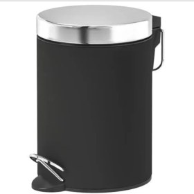 Resim Koyu Gri Çelik Pedallı Wc ve Mutfak Çöp Kutusu, 3 Lt Kapasite 