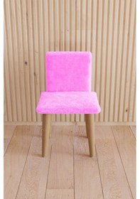 Resim Çocuk Sandalyesi Çocuk Oturağı Ahşap Sandalye Montessori Sandalye Puflu Pembe Yumuşak Sandalye Arkalıklı Pembe 