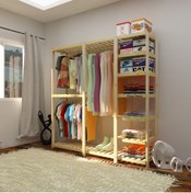 Resim Fokai Wood Idea - Açık Ahşap Elbise Dolabı 
