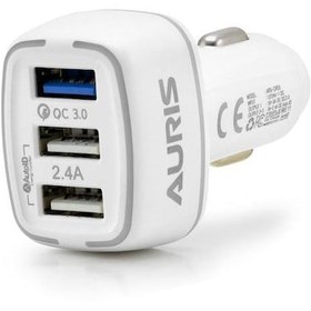 Resim Auris 5.4A 3 Usb Girişli Oto Çakmaklık Araç Hızlı Şarj Cihazı Beyaz 
