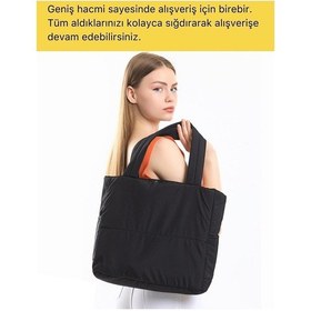 Resim Çanta Sepetim Kadın Puf Kumaş Kabartmalı Çanta - Siyah 