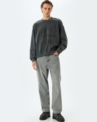 Resim Oversize Sweatshirt Baskılı Bisiklet Yaka Yıkamalı Şardonlu Pamuk Karışımlı 
