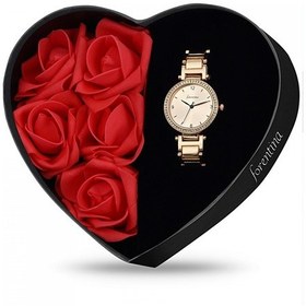 Resim Forentina Kırmızı Güllü Kutuda Rose Metal Bayan Kol Saati - Kalpl 