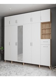 Resim Açelya Portmanto Vestiyer Meşe Beyaz M9-240 cm 