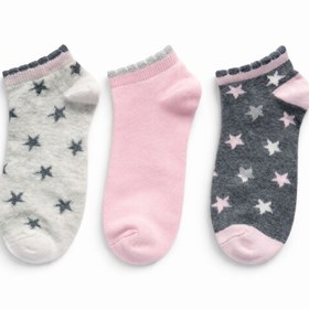 Resim SOLDE SOCKS 3’lü Set Kız Çocuk Pamuklu Çorap - Yıldız Desenli, Günlük Kullanım, Kaliteli 