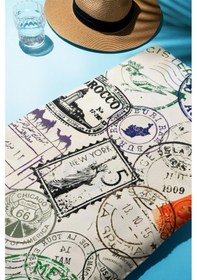 Resim Dijital Baskı Plaj Deniz Havlusu Posta Pulu Desenli Peştamal Hvl0228 Renkli 