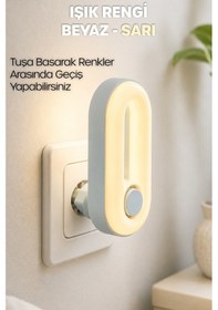 Resim Gece Lambası Halka Tip 2 Mod Sarı-beyaz Işık Tuşlu Koridor Hol Işığı Uyuma Işığı Mavi K6760 