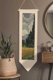 Resim Van Gogh Duvar Halısı, Sanat Serisi Dekor, 100cm Kanvas Flama Askılı Duvar Örtüsü NO:758 - Renkli - 7 / 30 x 100 