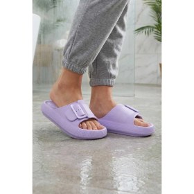 Resim Gezer Kadın Yazlık Lila Tek Toka Ayarlanabilir Eva Banyo Bahçe Havuz Plaj Terlik 