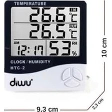 Resim Daders Home Htc-2 Problu Termometre Higrometre. Sıcaklık Nem Ölçer Saat 