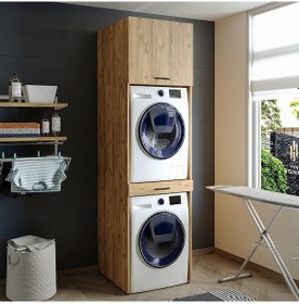 Resim Çamaşır Ve Kurutma Makinesi Dolabı+Üst Dolabı 67X240 Cm A.Çam Atlantikçam 