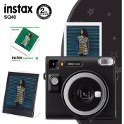 Resim Instax SQ40 Siyah Fotoğraf Makinesi 10'lu Kare Film ve Pleksi Çerçeve 