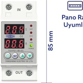 Resim Tomzn Voltaj ve Akım Koruma Rölesi Yüksek Alçak Gerilim Akım Koruyucu Monofaz 80A 