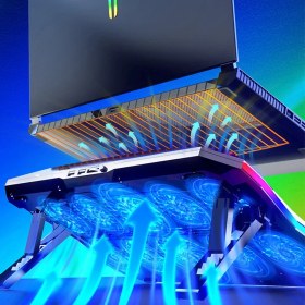 Resim 10 Fanlı Rgb Işıklı Oyun Bilgisayar Soğutucu Notebook Soğutucu Gamer 7 Kademeli Stand 