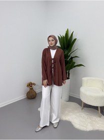 Resim VOLT CLOTHİNG Önden Bağcıklı Keten Kimono 