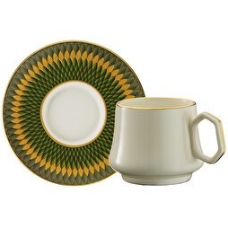 Resim Sandro Moreno 1453 Farfar Geometrik Gold 12 Parça 6 Kişilik Kahve Fincan Takımı 90 ml 