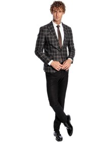 Resim Slim Fit Sivri Yaka Siyah Erkek Ceket 001 
