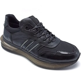 Resim LUCIANO BELLINI Erkek Siyah Hakiki Deri Sneaker 