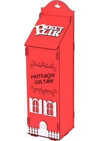 Resim Genel Markalar KLES Ahşap Dekoratif Mutfak Için Poşetlik Saklama Kutusu Kırmızı 