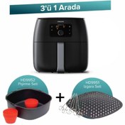 Resim Philips 3 Ü 1 Arada Avantajlı Set Xxl 7,3 Lt Airfryer Hd9952 Pişirme Seti Izgara Seti,lambader Hediye 