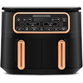 Resim Karaca Air Pro Cook Duo Ev Yemeği XXXL 8 Litre Airfryer Black Copper 8 Kişilik 